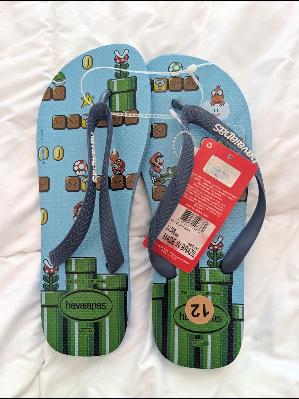 NWT Havaianas Super Mario Light Blue Flip Flops